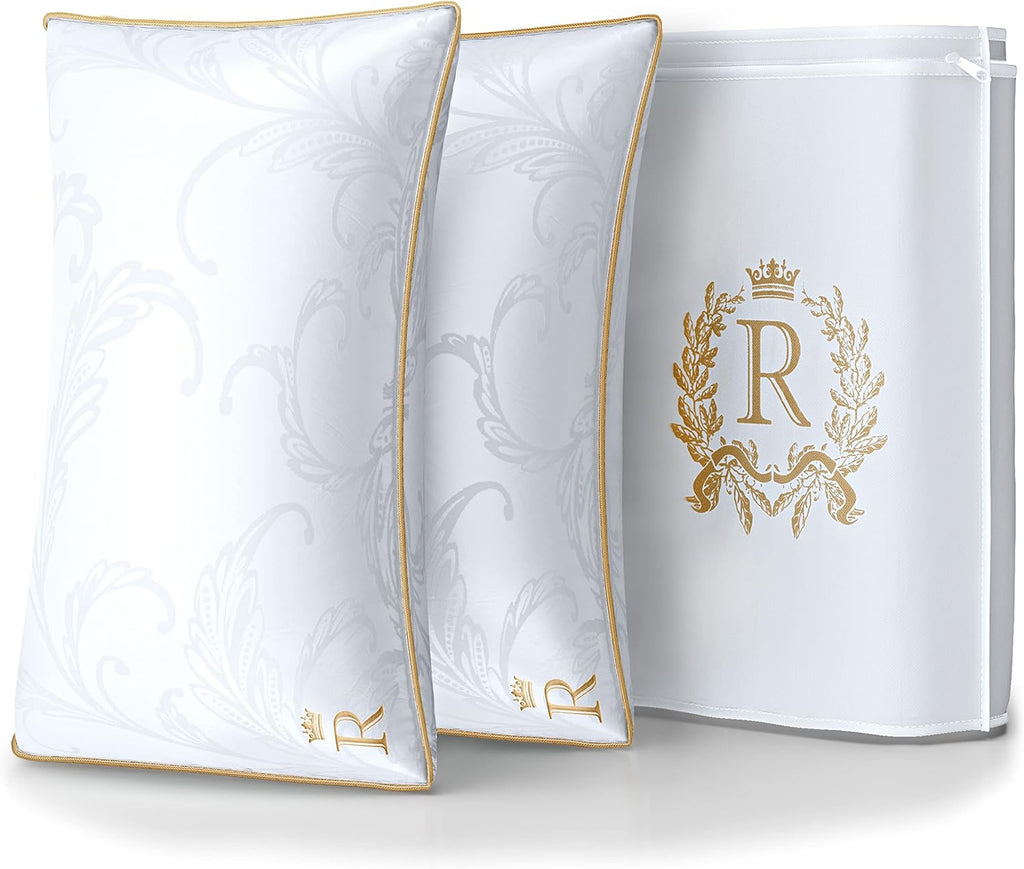 Royaltherapy Royal relaxation Pillows King Size Set of 2, Down Alternative Bed Pillows, Adjustable King Size, Jacquard Cotton, for All…