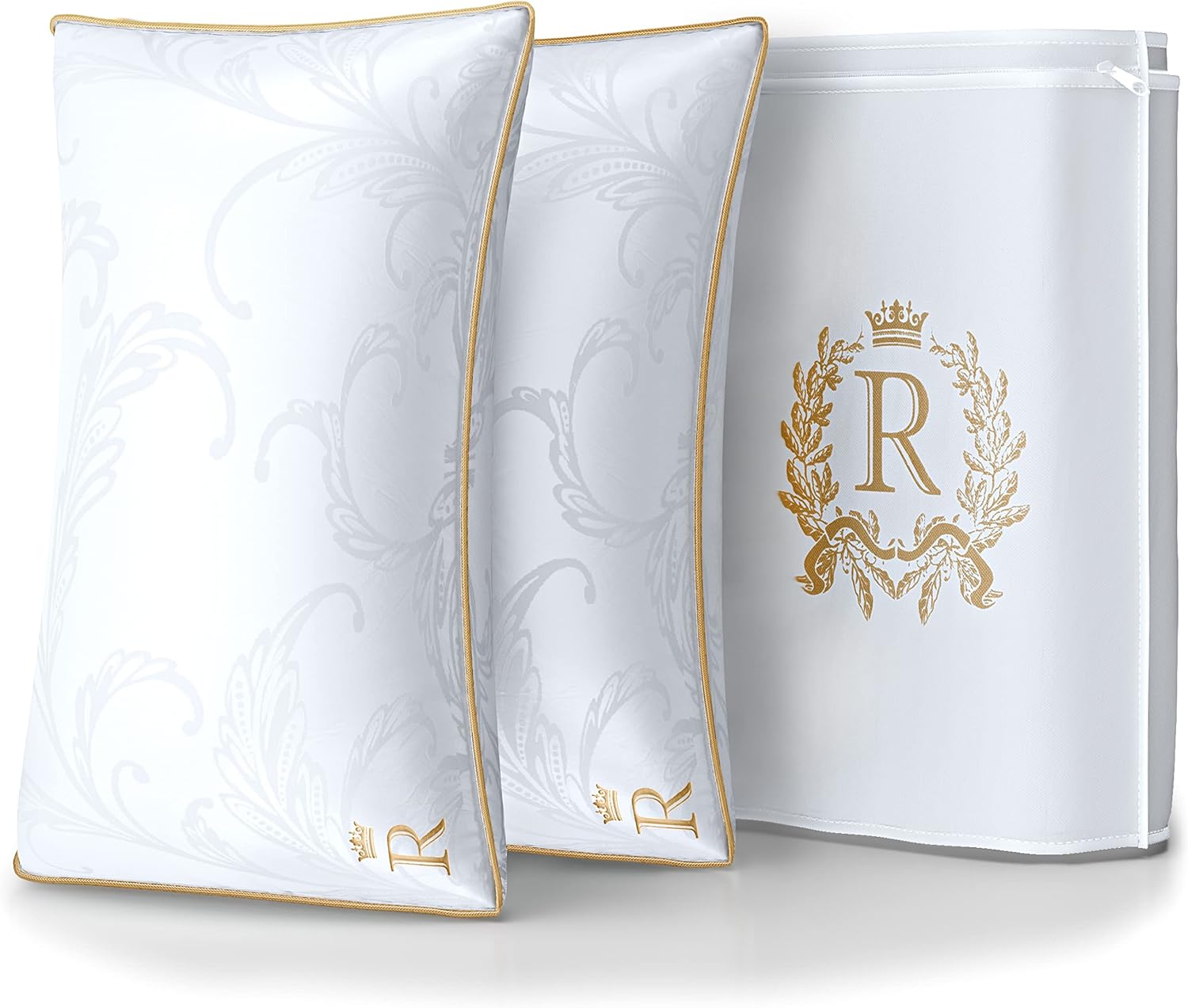 Royaltherapy Royal relaxation Pillows King Size Set of 2, Down Alternative Bed Pillows, Adjustable King Size, Jacquard Cotton, for All…
