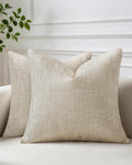 KkAYWAZY Throw Pillow Covers 18x18 Inch Set of 2, Linen-Look Decorative Cushion Covers, Farmhouse Boho Modern Pillowcases for Sofa Couch Be…