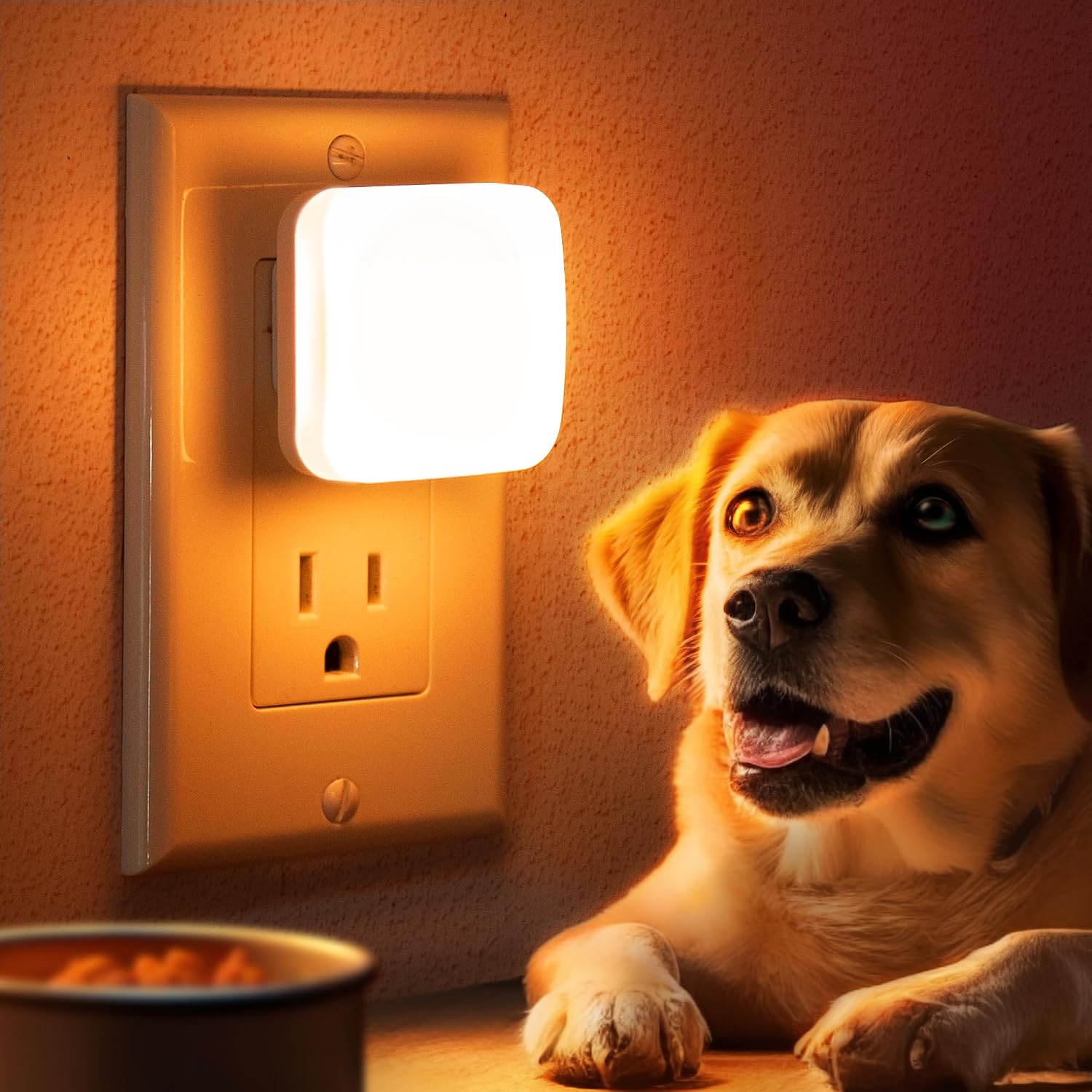 Amber Night Lights Plug into Wall, Nightlights With Light Sensor Dusk to Dawn, 0.3W Square Plug in Night Light for Kids, Amber Night…
