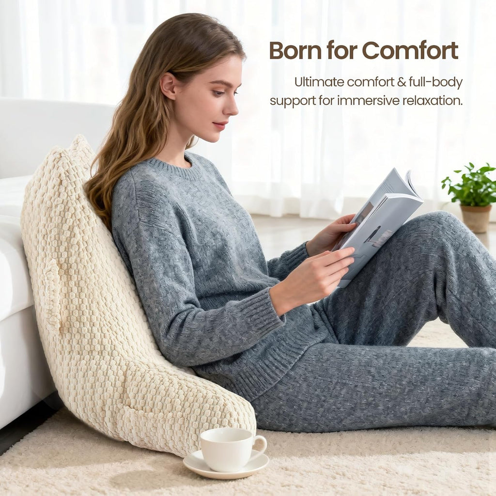 Yagamo Yaagmo Large Reading Pillow for Bed Sitting Up, Corduroy Backrest Pillow with Shredded Memory Foam Filling, Back Support Cush…