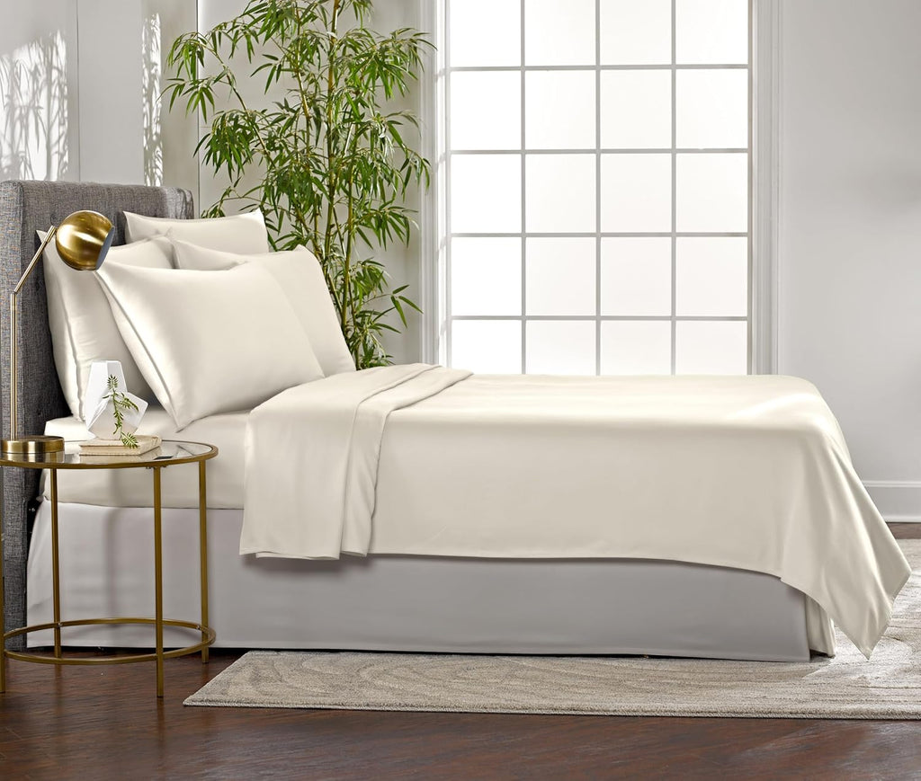 PureBamboo Pure Bamboo Full Sheets, Genuine 100% Organic Viscose Derived from Bamboo Bed Sheet Set, Luxuriously Soft & Cooling, Double Stit…