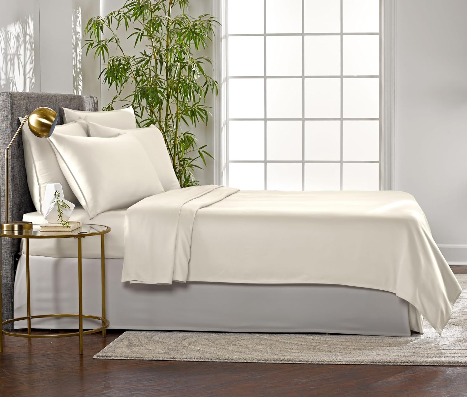 PureBamboo Pure Bamboo Queen Sheets, Genuine 100% Organic Viscose Derived from Bamboo Bed Sheet Set, Luxuriously Soft & Cooling, Double Sti…