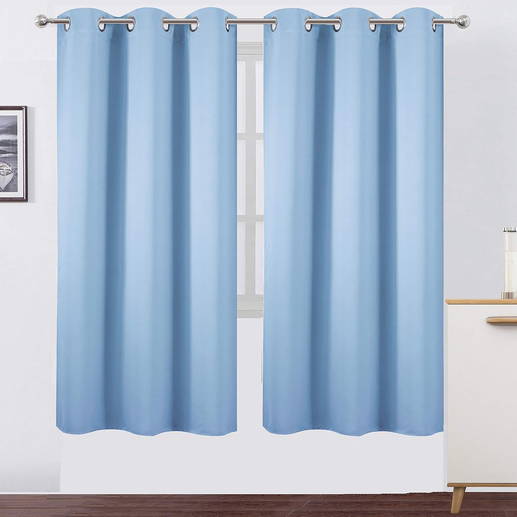 Lemomo Sky Blue Thermal Blackout Curtains/42 x 72 Inch/Set of 2 Panels Room Darkening Curtains for Bedroom 72 Inch Blue