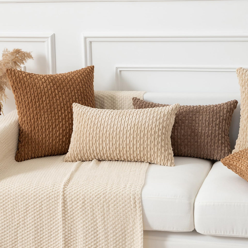 KevinTextile Kevin Textile 12x24 Inch Pillow Cover 1 Pack Boho Decorative Soft Striped Corduroy Lumbar Farmhouse Solid Color Accent Rectang…