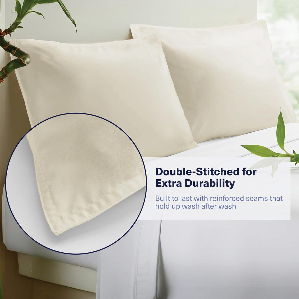 KickoffHome Kickoff Viscose Bamboo Pillowcase, King, Set of 2, 100% Organic Hidden Zippered Viscose Bamboo Pillow Case King Size, Cooling P…