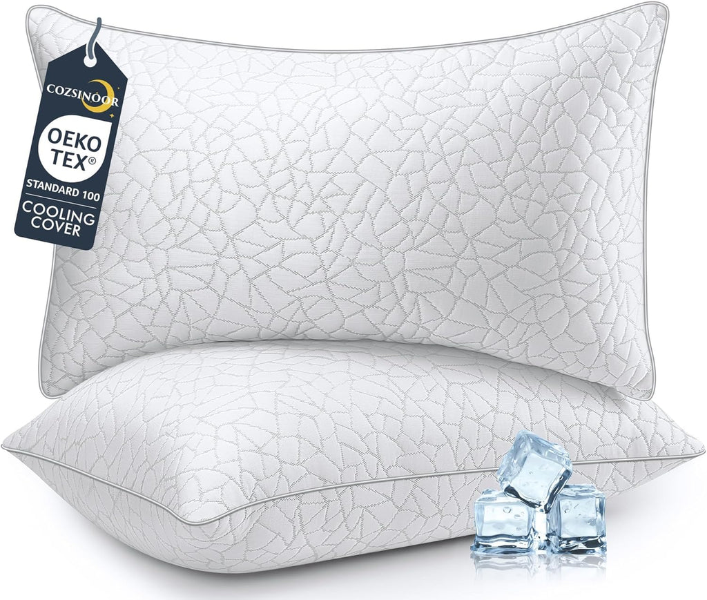 COZSINOOR Bed Pillows Queen Size - Cooling Breathable Premium Down Alternative Pillows Set of 2 for Side, Back, and Stomach Sleepers…