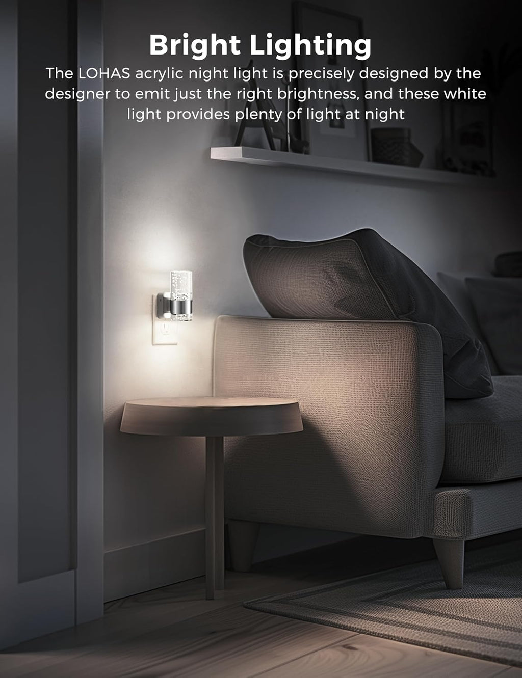 L LOHAS LED Night Light, Plug in Night Light with Auto Light Sensor, Brightness Adjustable with Daylight White 5000K, Wall Sconce-Style…