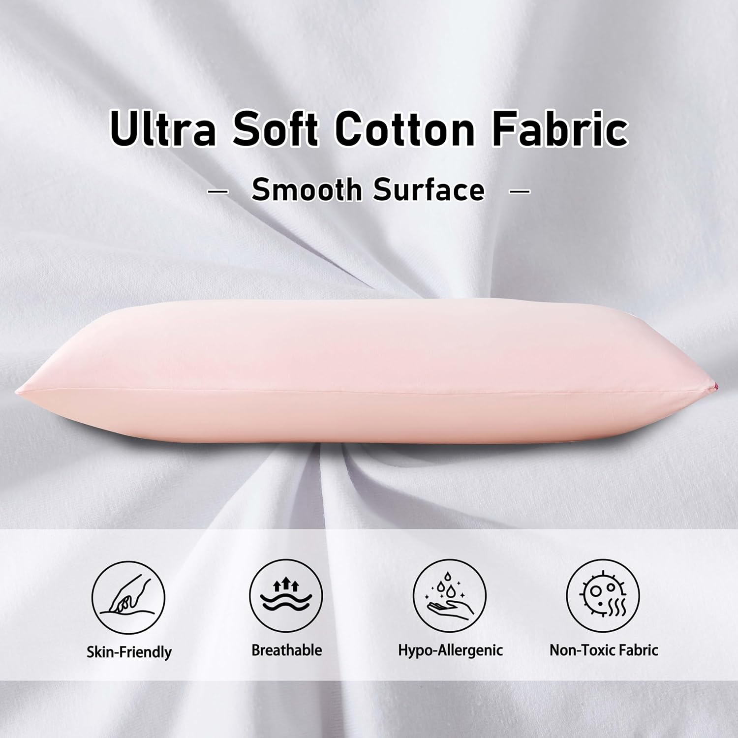 WhatsBedding Memory Foam Body Pillow with 100% Cotton Jersey Knitted Cover, Luxury Soft Large Long Pillow for Adults, Full Body Pillow…
