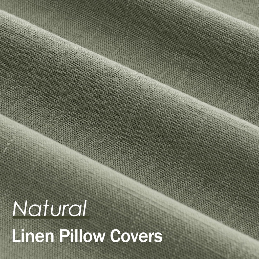 Anroduo Pack of 2 Decorative Linen Pillow Covers Olive Green Neutral Farmhouse Boho Soild Cushion Case Soft Accent Pillowcase for Couch Sof…
