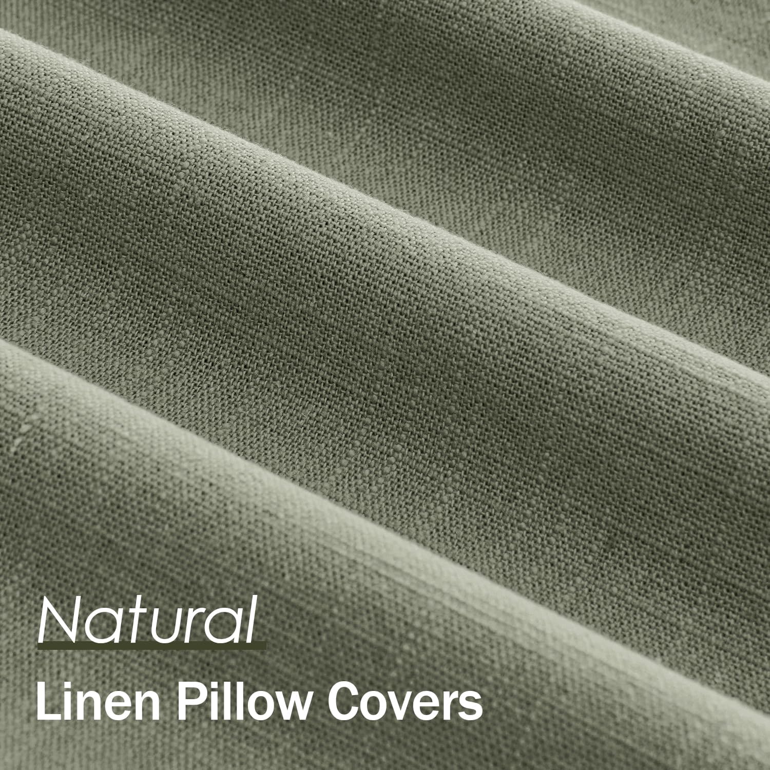 Anroduo Pack of 2 Decorative Linen Pillow Covers Olive Green Neutral Farmhouse Boho Soild Cushion Case Soft Accent Pillowcase for Couch Sof…