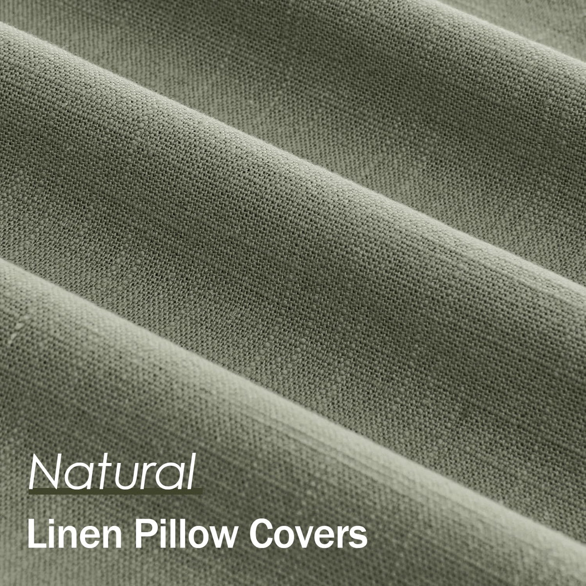Anroduo Pack of 2 Decorative Linen Pillow Covers Olive Green Euro Sham Neutral Farmhouse Boho Soild Cushion Case Soft Accent Pillowcase for…