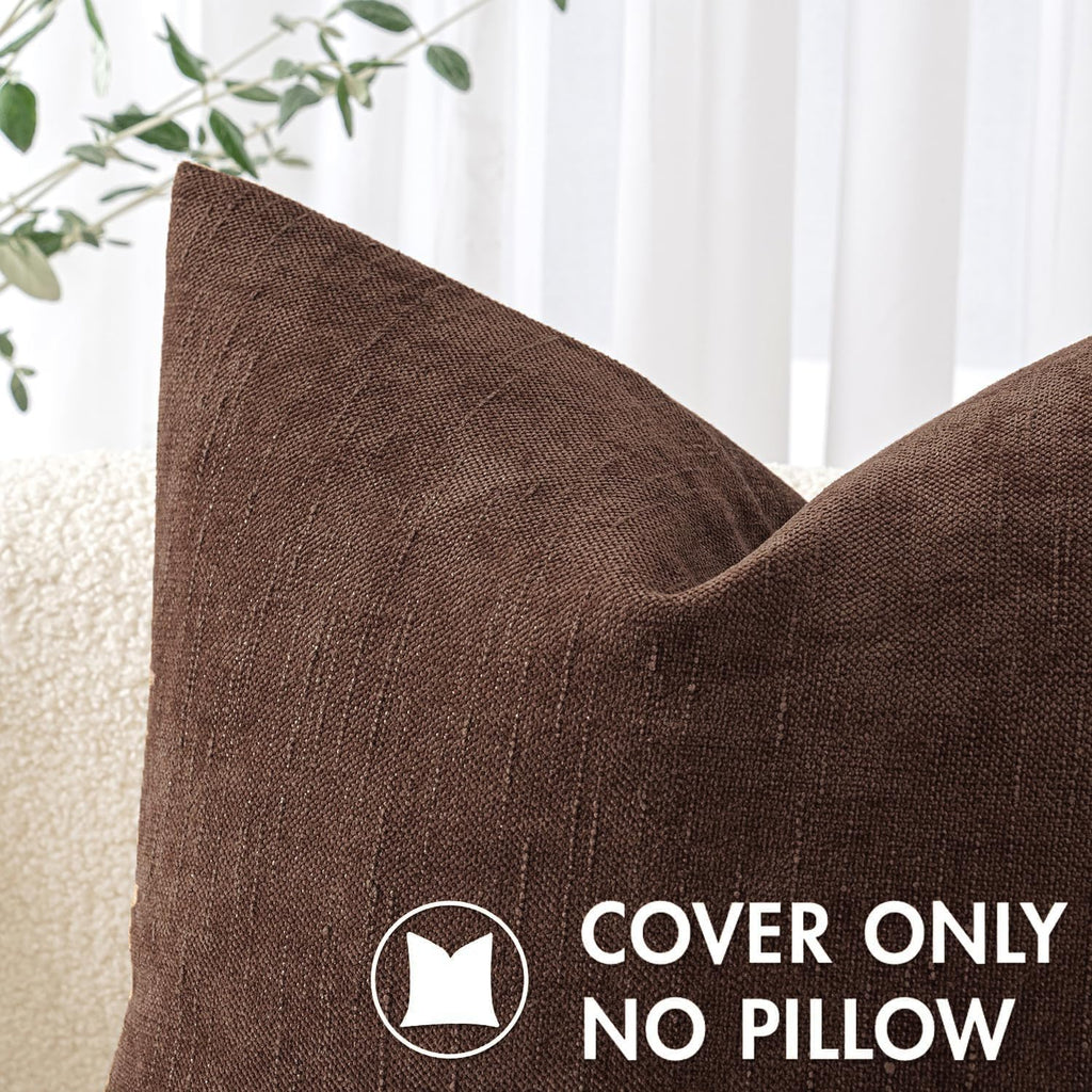 MIULEE Pack of 2 Decorative Throw Pillow Covers Soft Chenille Throw Pillows Solid Neutral Farmhouse Textured Cushion Covers for Couch…