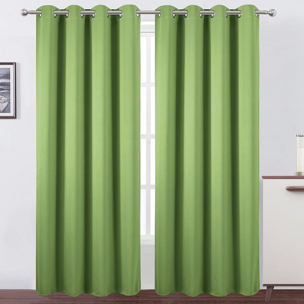 Lemomo Blackout Curtains 66 x 84 inch/Light Green Curtains Set of 2 Panels/Thermal Insulated Room Darkening Bedroom Curtains 84 inch Green