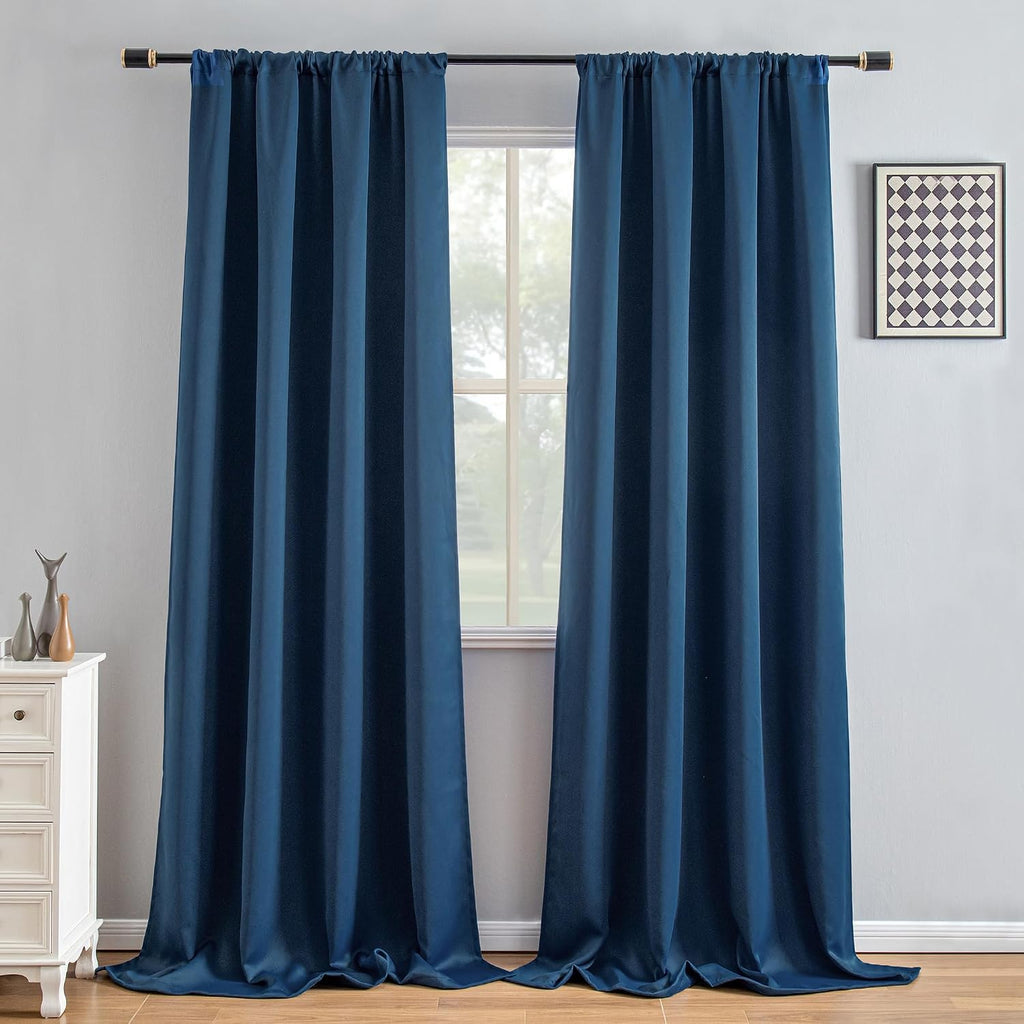 Igemaeve Blackout Curtains 108 Inch Length 2 Panels Set, Black Out Curtains for Bedroom 108 Inch Long, Rod Pocket Energy Saving Room Darken…