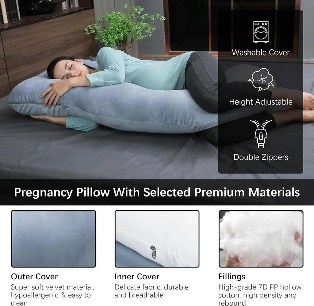 Moonpark MOON PARK Pregnancy Pillows for Sleeping - 57 Inch U Shaped Full Body Maternity Pillow with Removable Cover - Support for Back, Le…