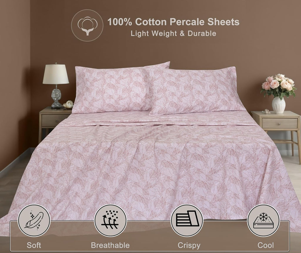 Zoyer 100% Cotton Sheets – California King Percale Bedding, Cooling & Breathable, Durable with a Crisp, Soft & Comfortable Feel, 14" Deep P…