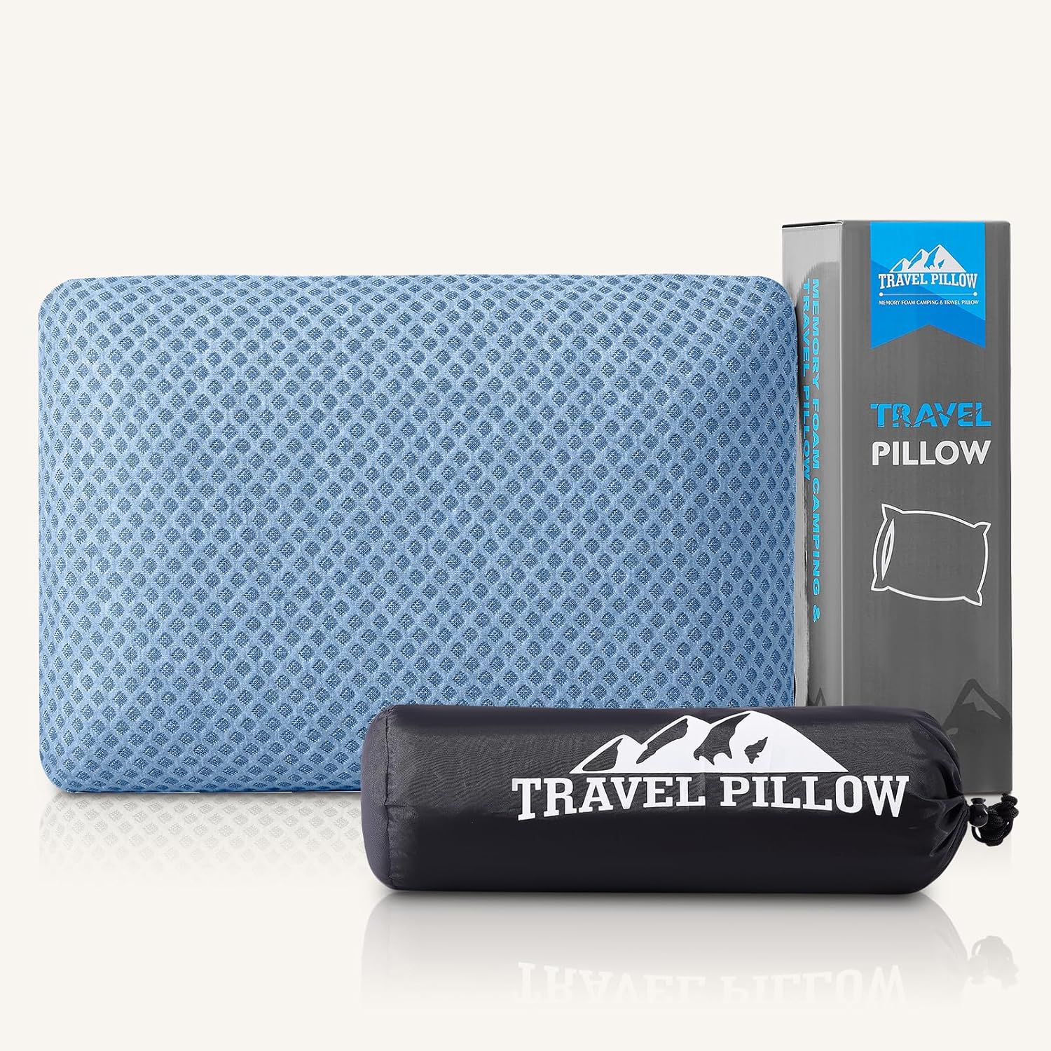 Peujew Travel Pillow Memory Foam Pillows, Camping Pillow-Compressible Medium Firm, Breathable Cover, Ideal Backpacking Hiking, Bed Pillows,…
