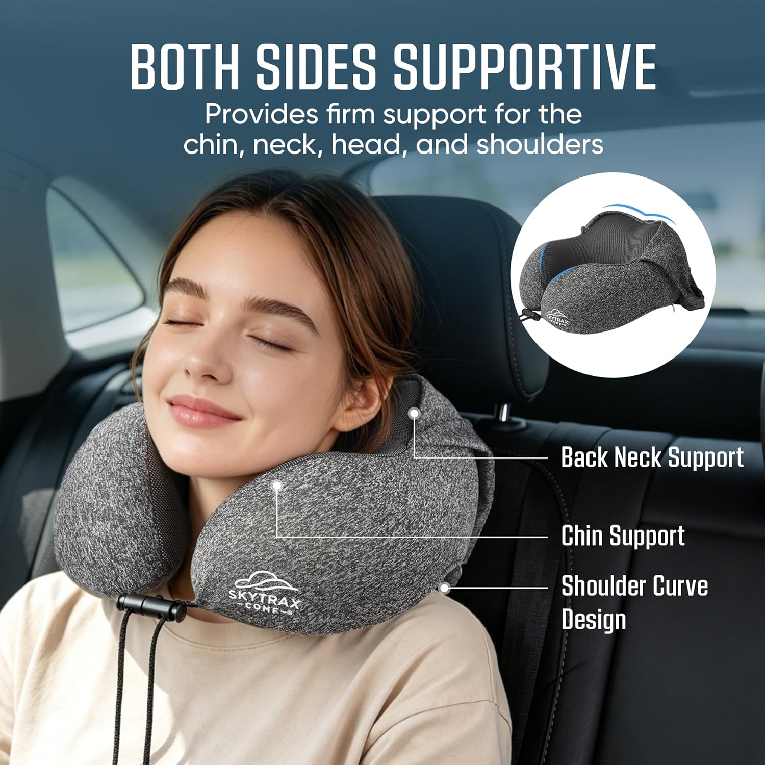 Travel Pillow with Extra Large Hood for Airplane Long Flights Privacy and Comfort Memory Foam with Skin-Friendly Cover for Road Trip…