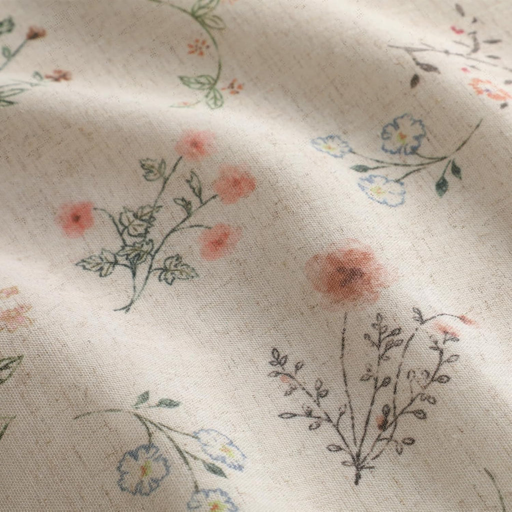 XOGUIBO Boho Floral 100% Blackout Curtains for Bedroom 84 Inch Length 2 Panels Set, Linen Texture Farmhouse Curtains Beige Tassel fo…