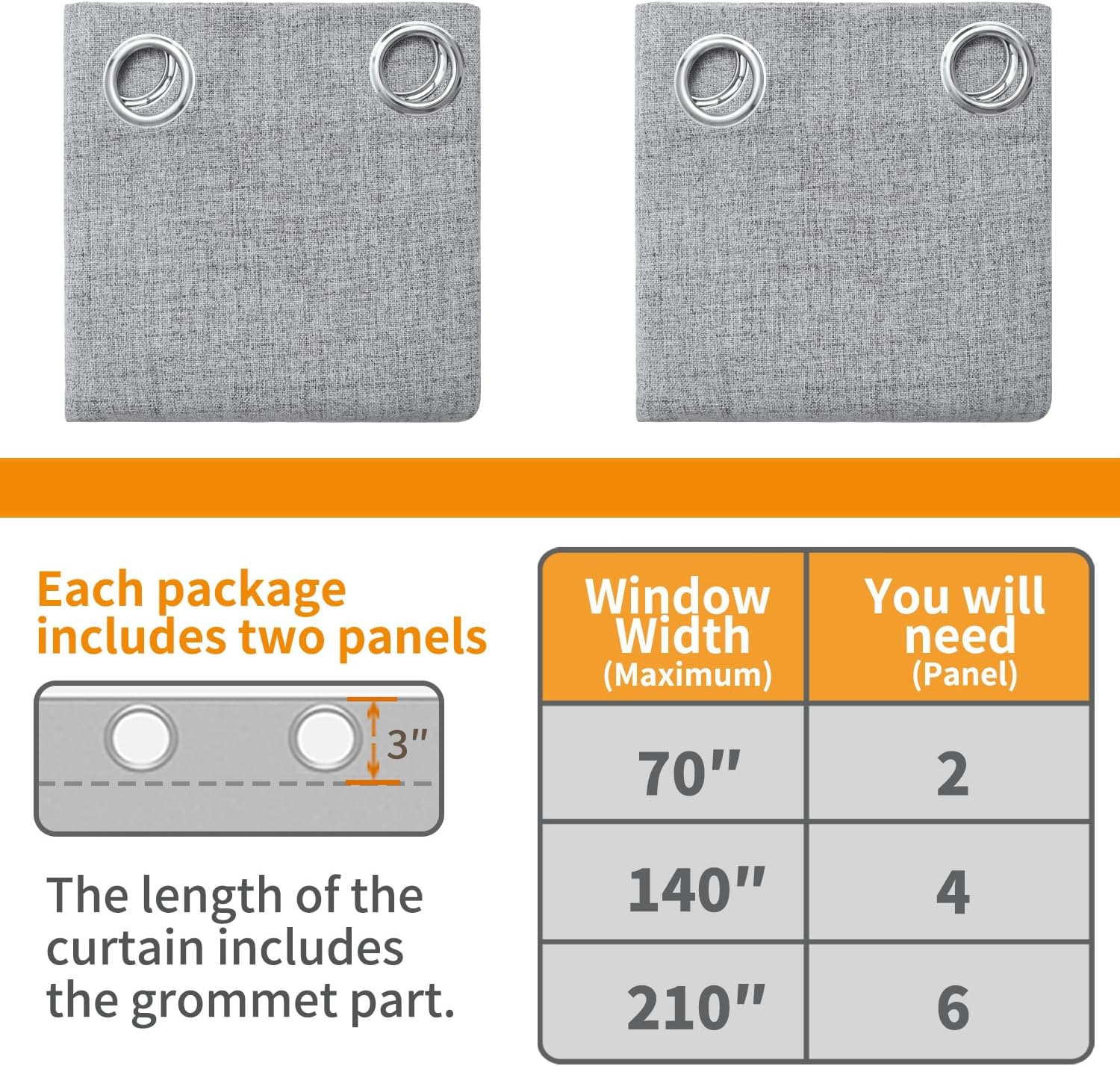 YoungsTex Grey Linen Blackout Curtains 48 Inch Length for Bedroom, Short Window Drapes Full Room Darkening with Grommet Thermal Insulated f…