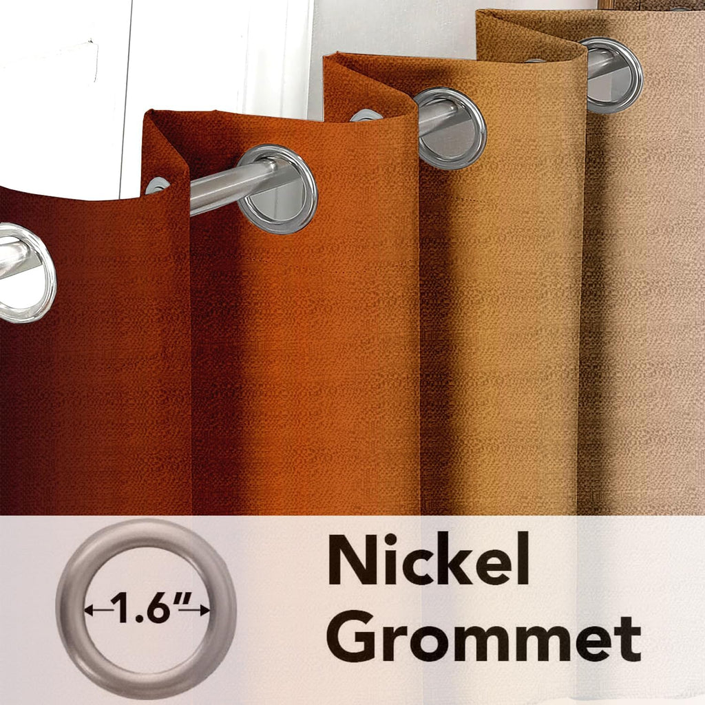 GOLDLAWN Terracotta Ombre Linen Blackout Curtains for Bedroom 84 Inches Long, Room Darkening Grommet Thermal Insulated Curtains for…