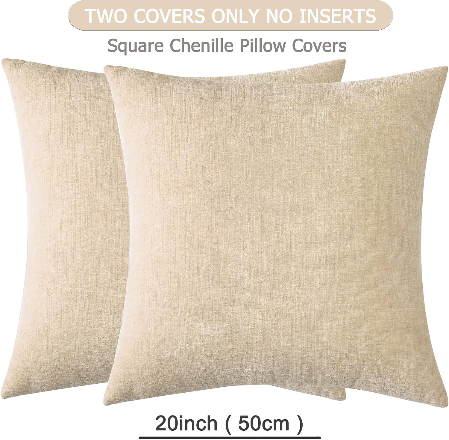 Gawamay Decorative Square Throw Pillow Covers 20"x20" Inch Set of 2, Super Soft Chenille Pillows Farmhouse Fall Pillowcase for Living Room…