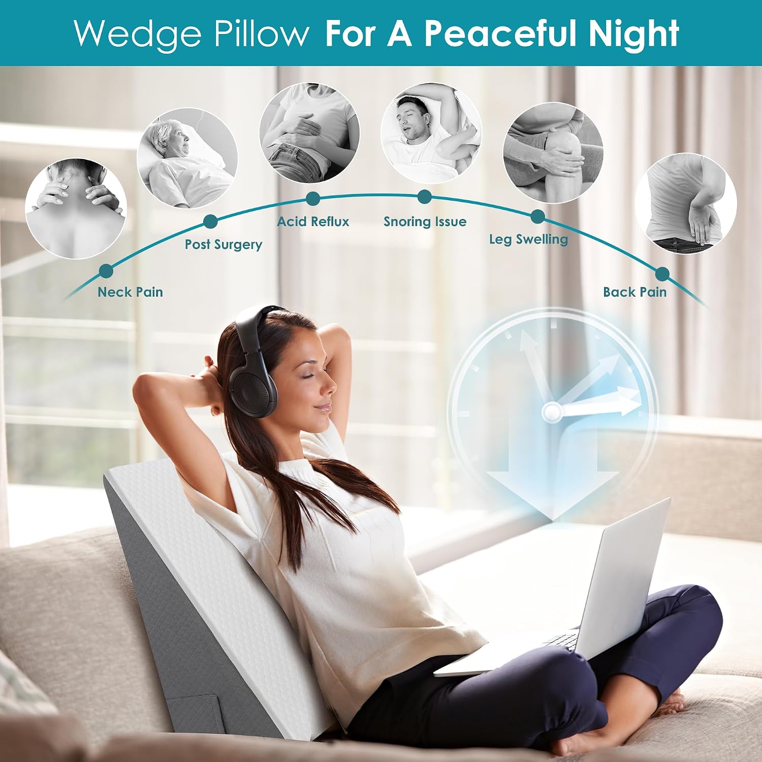 DiffPacky 12 inch Bed Wedge Pillow for Sleeping, Reading & Resting, Cooling Memory Foam Incline Pillow Wedge for Adults Seniors, Ide…
