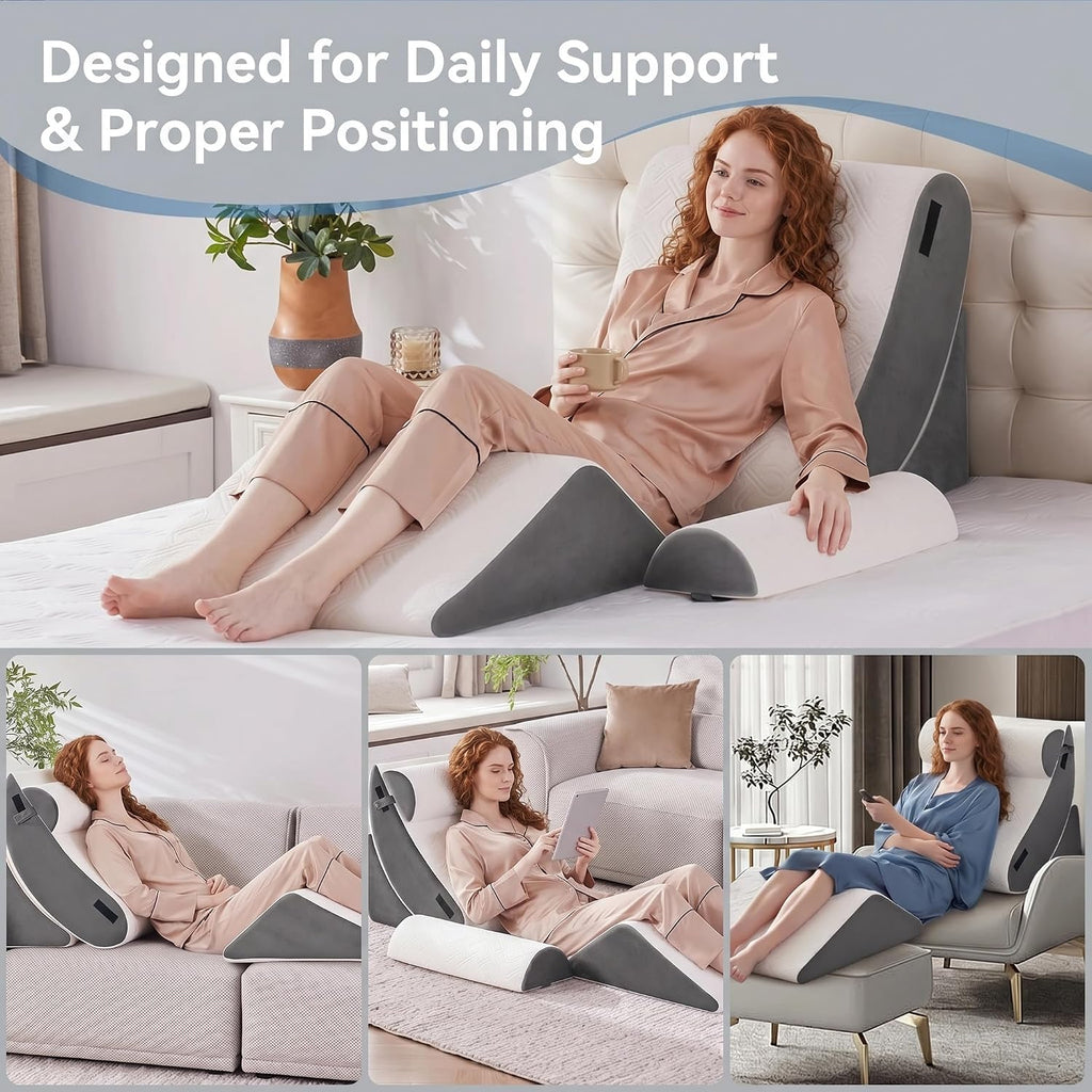 Yosdur 5PCS Wedge Pillow Set for After Surgery, Bed Orthopedic Pillow for Sleeping, Memory Foam Back Pillow for and Acid Reflux, Adju…