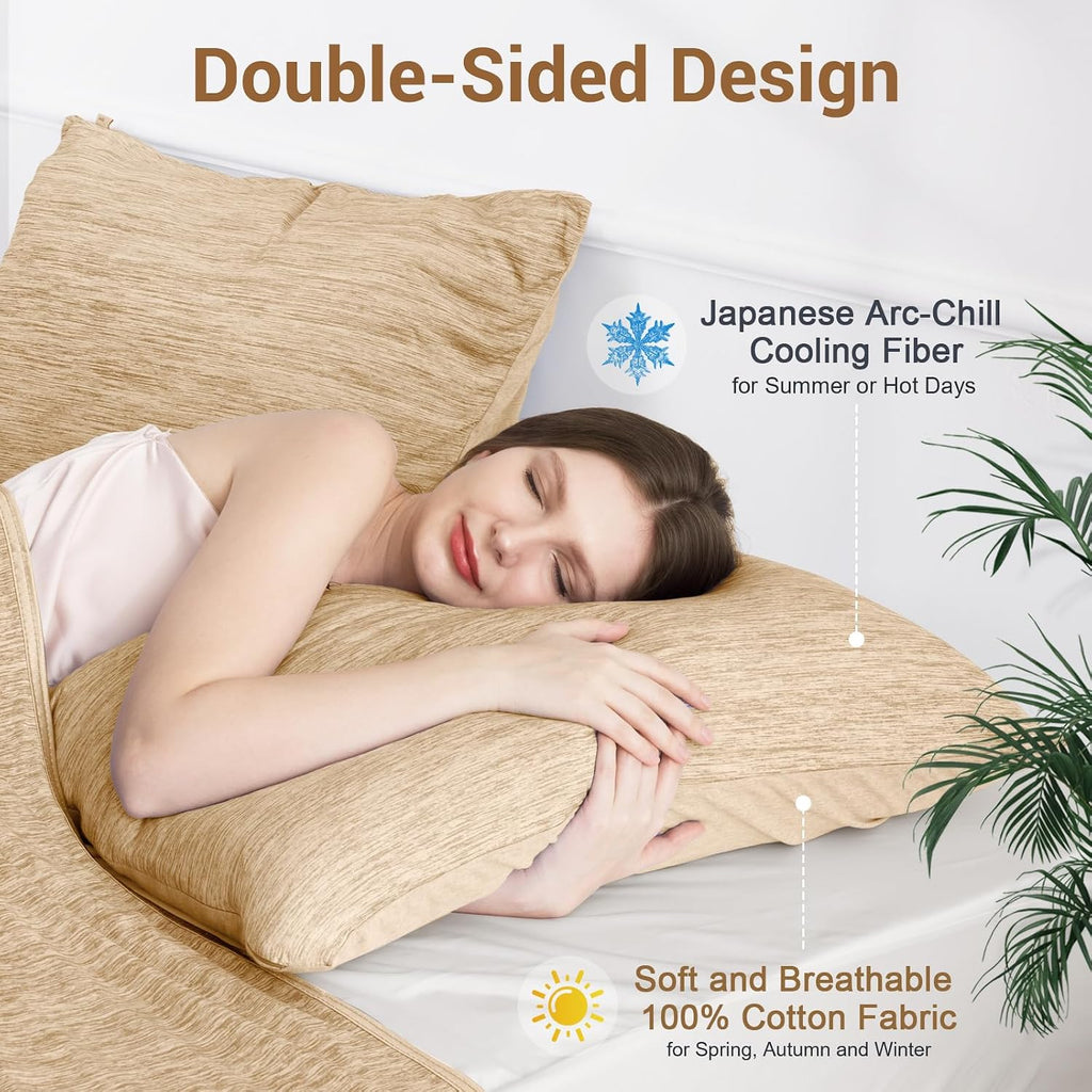 Elegear Cooling Pillow Cases for Hot Sleepers, Japanese Q-Max 0.5 Cooling Pillowcases, Both Sides[Cooling/Cotton], Breathable Soft Pillowca…