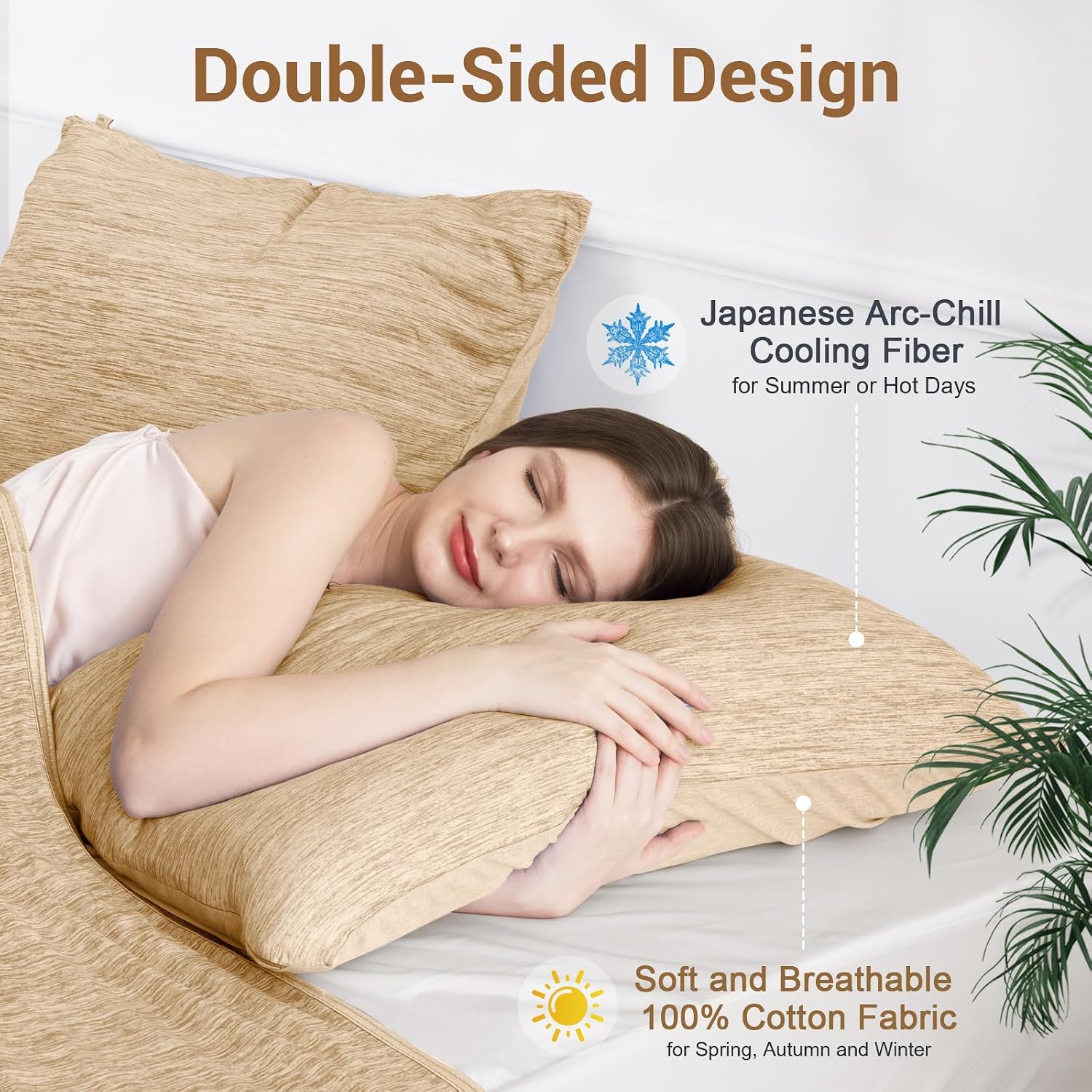 Elegear Cooling Pillow Cases for Hot Sleepers, Japanese Q-Max 0.5 Cooling Pillowcases, Both Sides[Cooling/Cotton], Breathable Soft Pillowca…