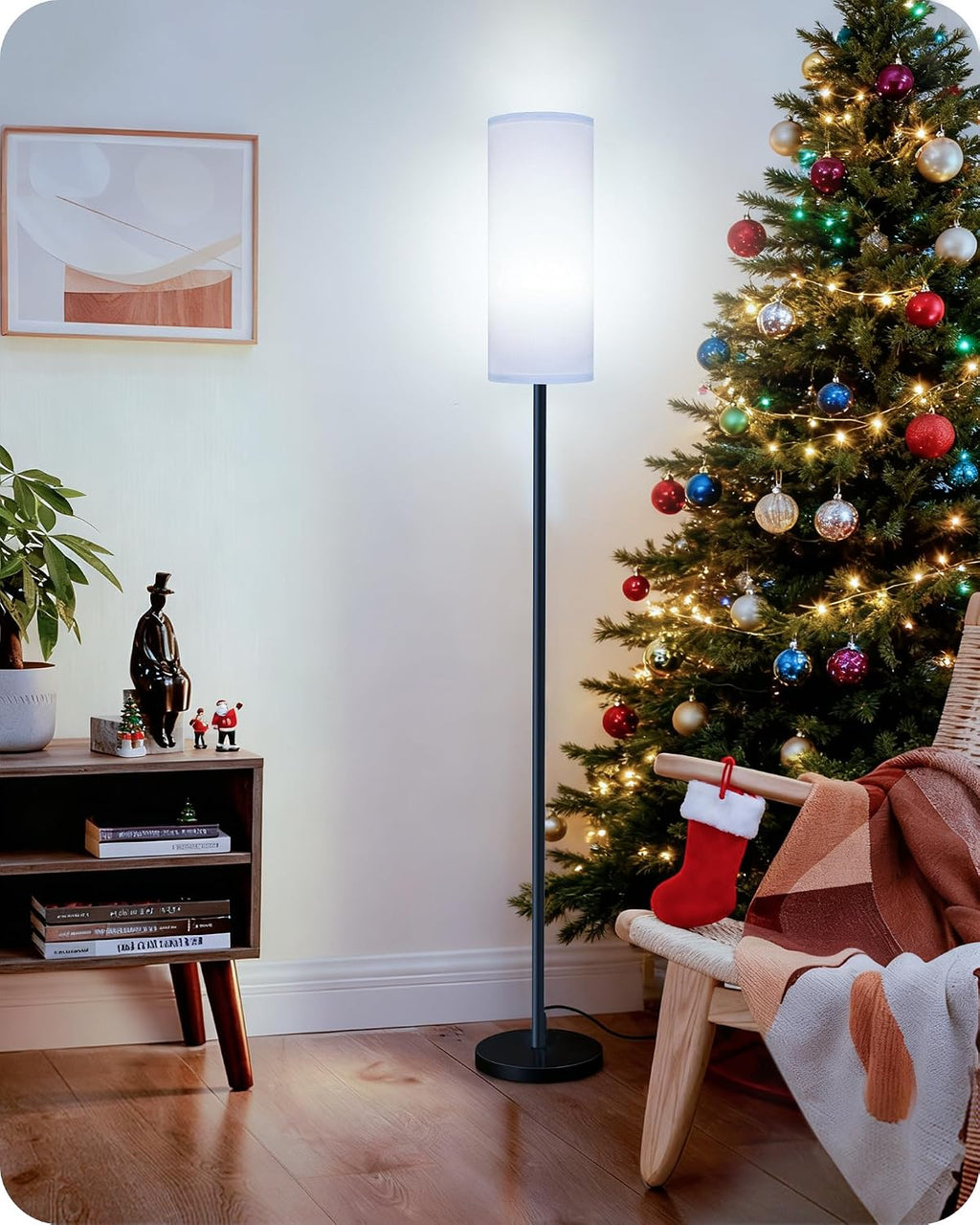 Dimmable Floor Lamp for Living Room with Remote and Foot Switch, Corner Floor Lamp, Modern Standing Tall Lamp, 10W 900LM LED Bulb…