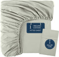LANE LINEN 100% Organic Cotton Twin Fitted Sheet & Pillowcase Set, Percale Weave, Breathable, Fits Mattress Up To 15" Deep - Mineral