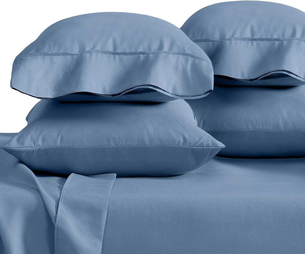 BareHome Bare Home Microfiber Bulk Pillow Cases - King Set of 4 - Cooling Pillowcases - Double Brushed - Coronet Blue Pillowcases 4 Pack -…