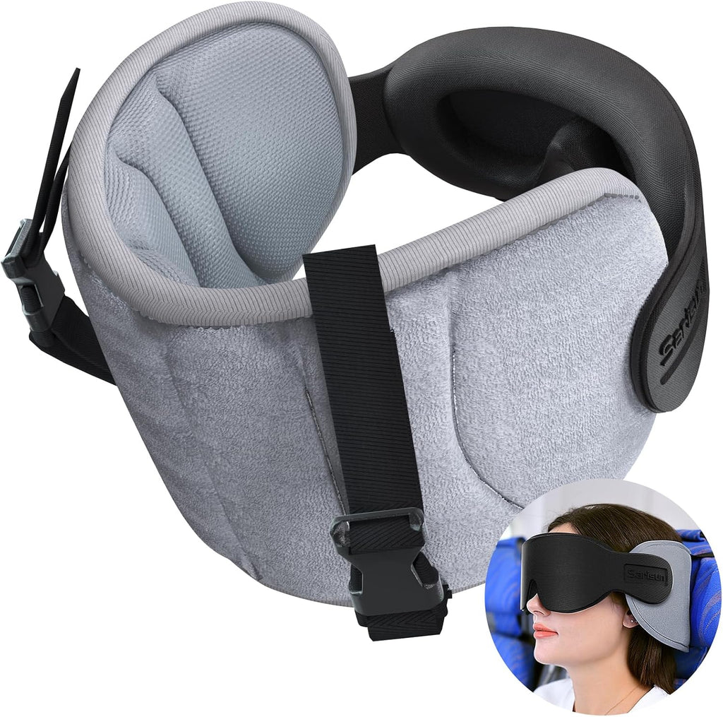 SARISUN Travel Pillow for Airplanes, Airplane Pillow for Long Flight, Neck Pillow with Eye Mask for Sleeping, Portable Travel Pillow for…
