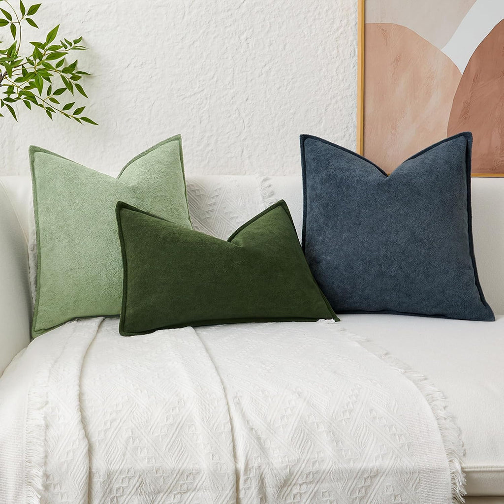KevinTextile Kevin Textile Spring Waterproof Decorative Pillow Covers Sage Green 16x16 Inch Pack of 2 Soft Boucle Textured Throw Pillowcase…