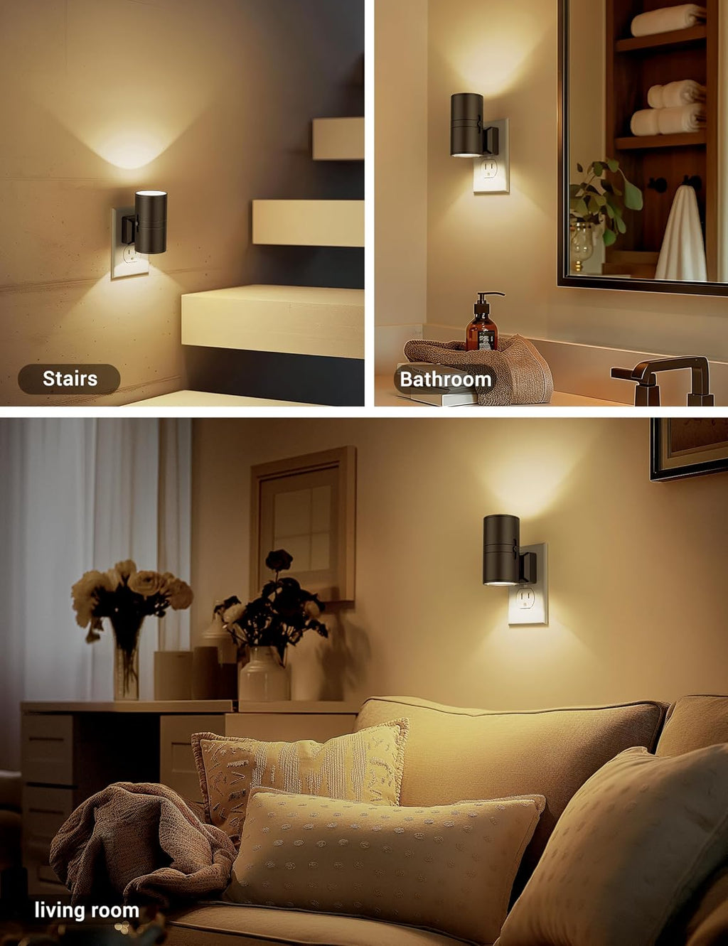 Night Lights Plug into Wall, Dimmable Night Light Plug in, Modern Night Lights with Dusk to Dawn Light Sensor, Soft White 3000K, 0-100LM…