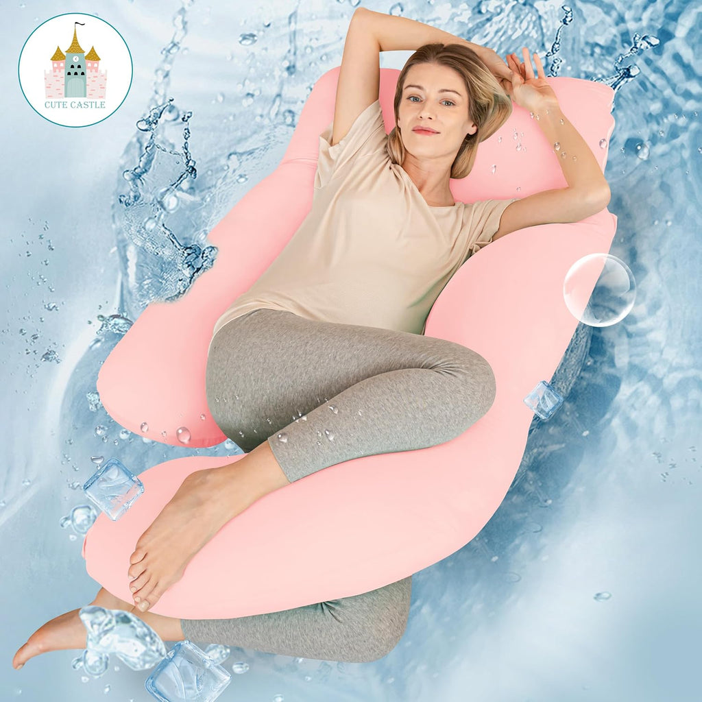 Cute Castle Cooling Cover Pregnancy Pillows, Soft U-Shape Maternity Pillow with Removable Cover - Full Body Pillows for Adults Sleeping…