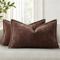 decorUhome Chenille Soft Cozy Throw Pillow Covers 12x20 Set of 2, Modern Farmhouse Boho Velvet Decorative Pillow Cases with Stitched Edge f…