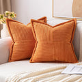 MIULEE Orange Decorative Throw Pillow Covers for Couch Bed Livingroom 18x18 Inch Set of 2 Boho Accent Throw Pllows Broadside Striped…