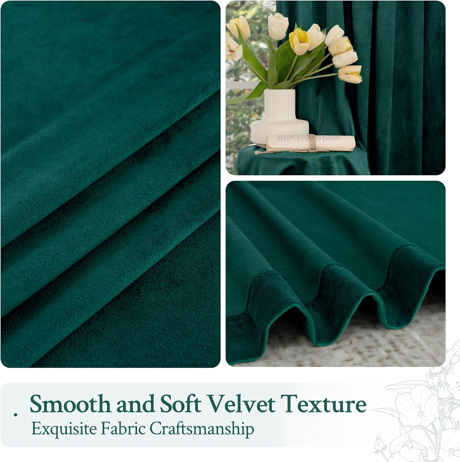 Lamit Teal Velvet Curtains 120 Inch Length for Living Room, Thermal Insulated Room Darkening Drapes Luxury Privacy Protected Back Tab and R…