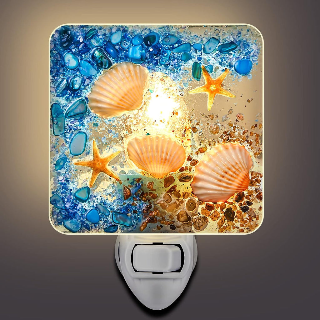 Hortsun Plug in Seashell Night Light Ocean Sea Animal Decorative Night Light Plug in Beach Lamps Vintage Ocean Lamps for Adult for Home…