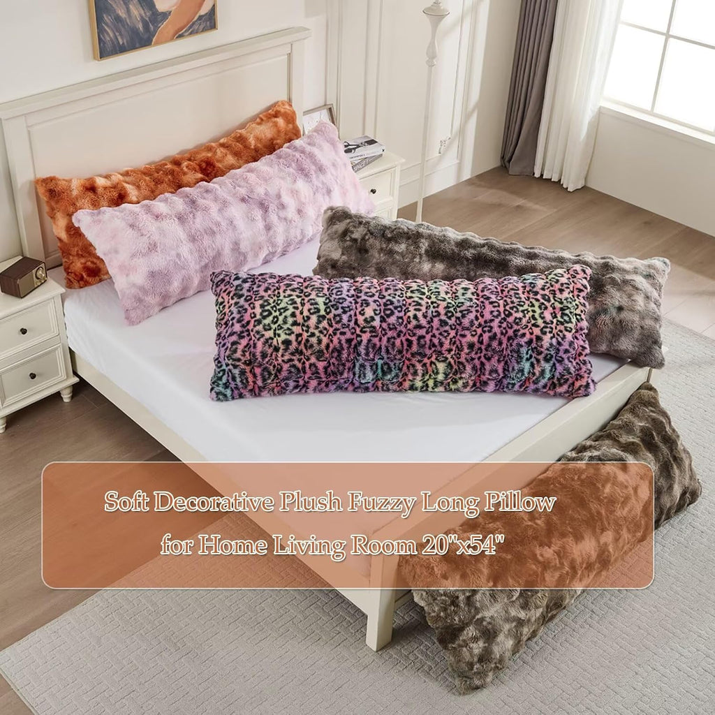 Animebody Luxury Shaggy Faux Fur Body Pillow, Fluffy Bed Pillow with Zipper Closure, Soft Decorative Plush Full Long Pillows, Fuzzy Hug Pillow…