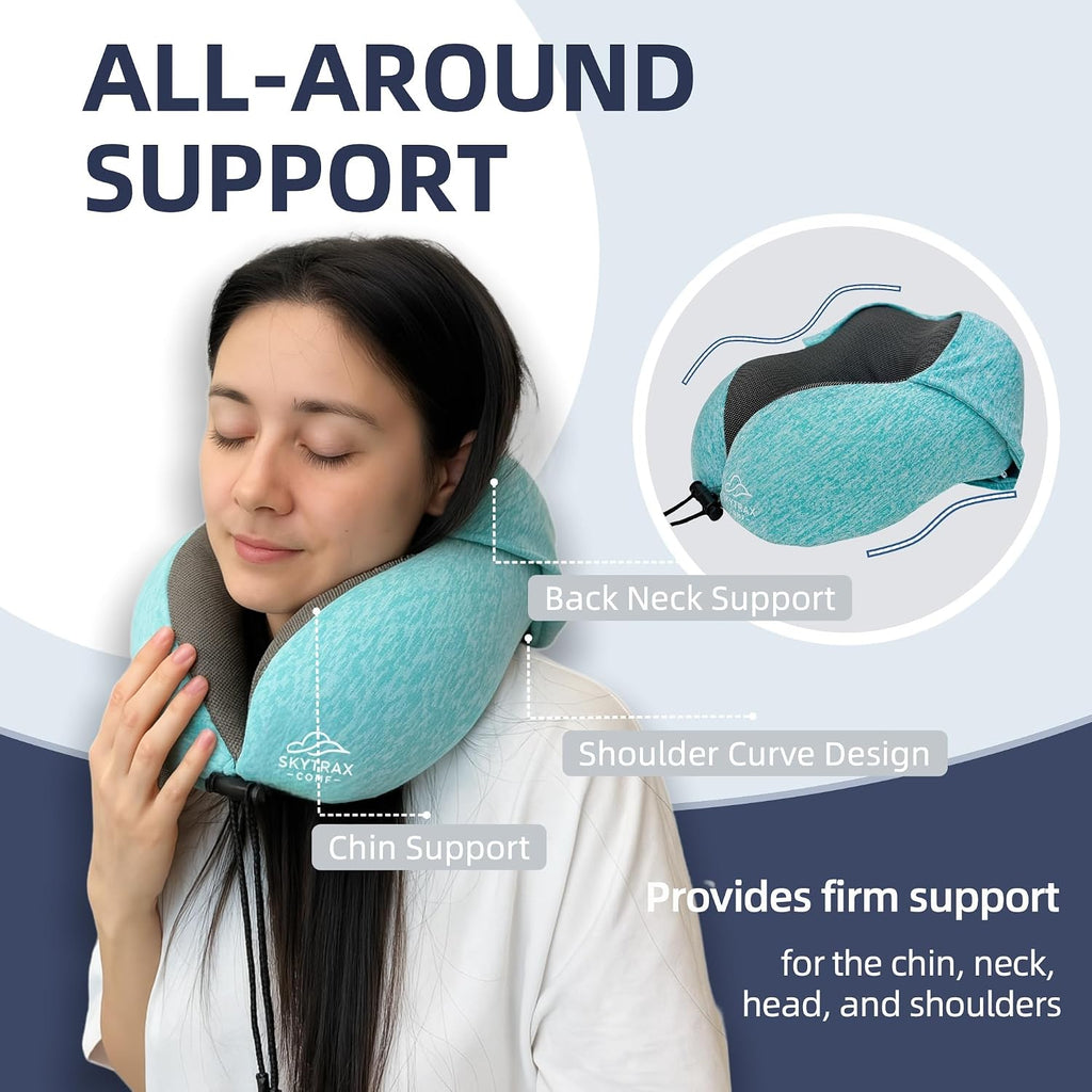 Travel Pillow with Extra Large Hood for Airplane Long Flights Privacy and Comfort Memory Foam with Skin-Friendly Cover for Road Trip…