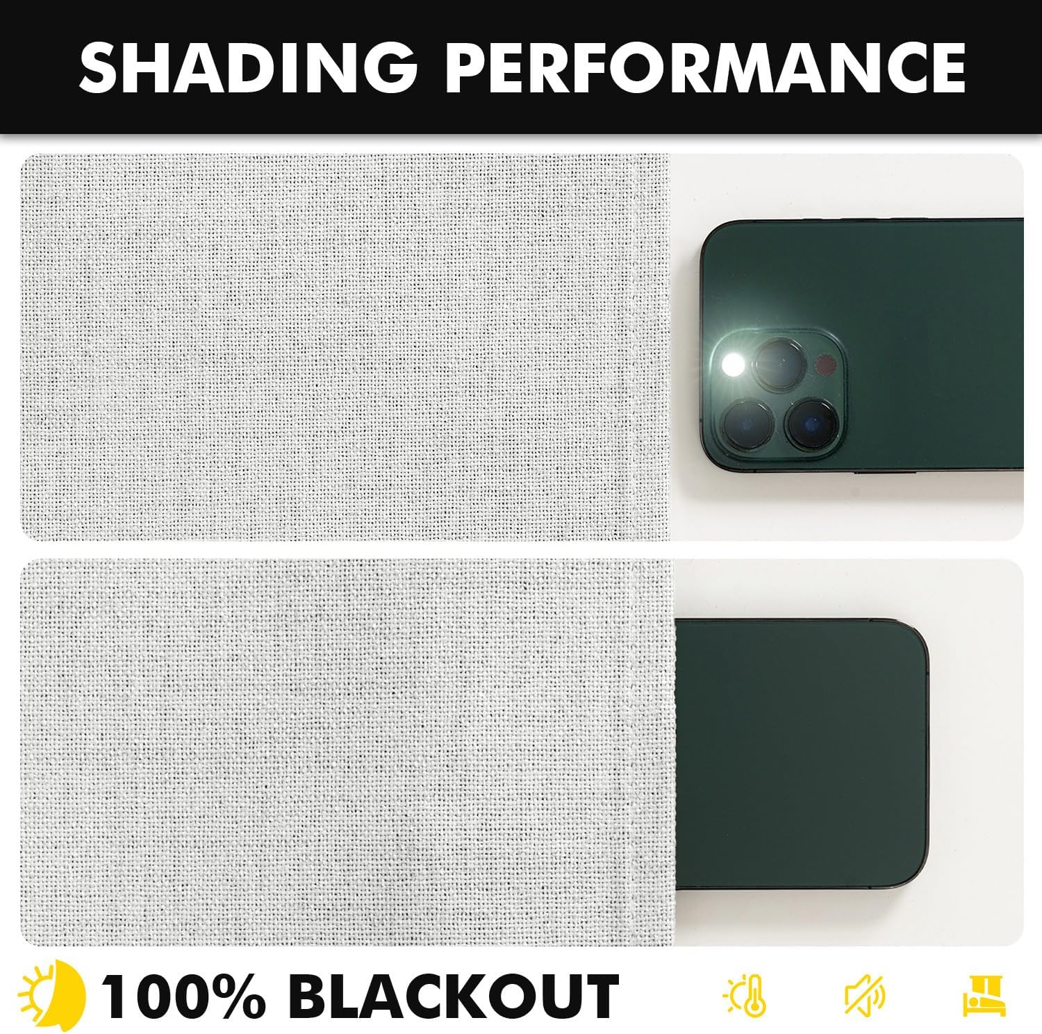 Miulee 100% Blackout Linen Curtains for Bedroom, Heathered White Solid Luxury Decor Thermal Insulation Room Darkening Drapes for Living Roo…
