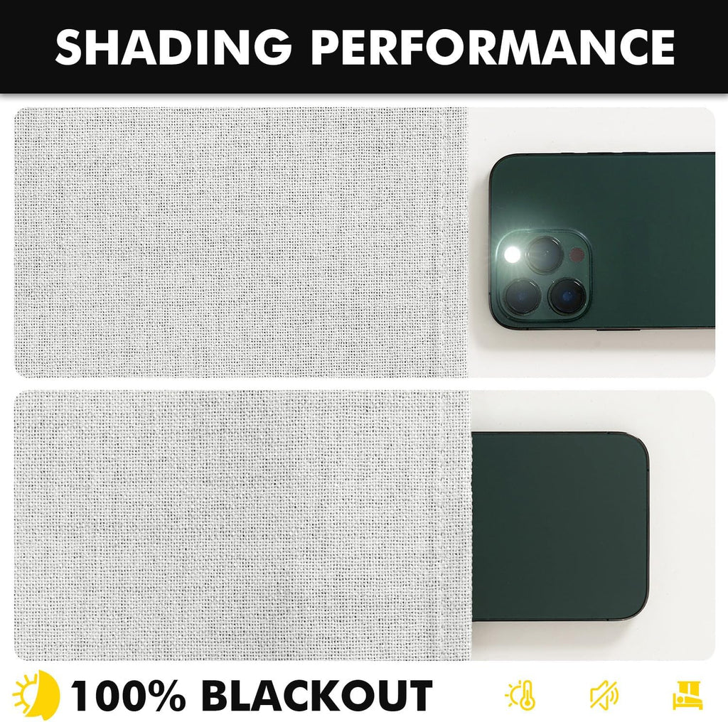 Miulee 100% Blackout Linen Curtains for Bedroom, Heathered White Solid Luxury Decor Thermal Insulation Room Darkening Drapes for Living Roo…