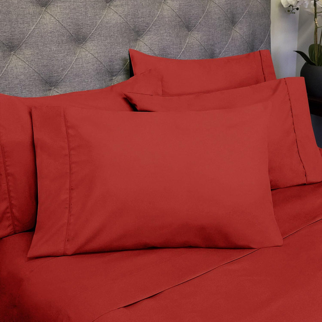 Queen Sheets Red - 6 Piece 1500 Supreme Collection Fine Brushed Microfiber Deep Pocket Queen Sheet Set Bedding - 2 Extra Pillow Cases…