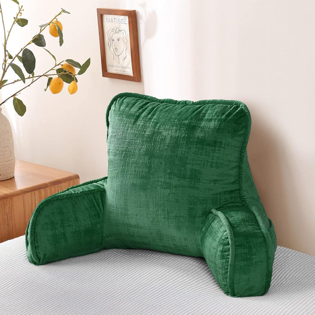 Bytide DIY Assembly Art Velvet Backrest Reading Bed Rest Pillow with Arms & Pockets, 18" H for Sitting in Bed Couch Sofa, Back Support Cush…