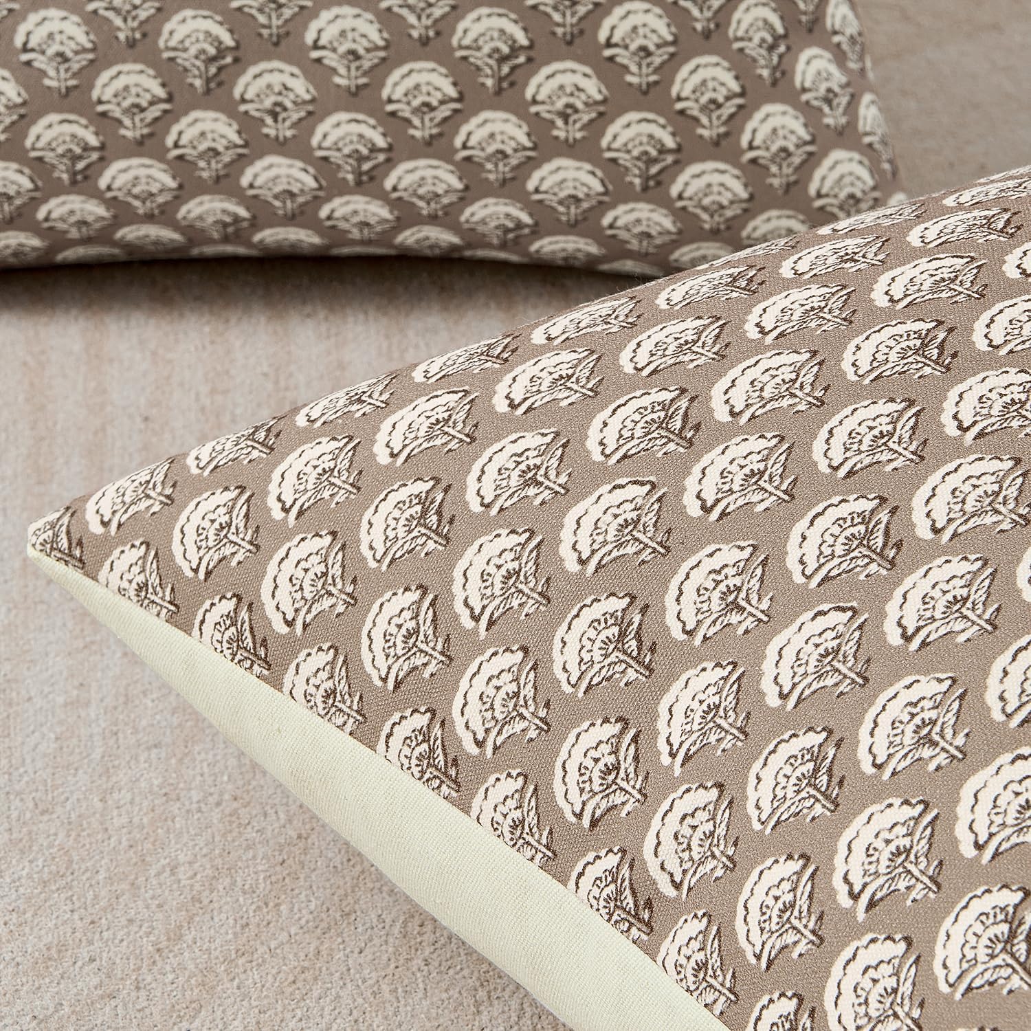 MIULEE Set of 2 Decorative Floral Pillow Covers Neutral Vintage Throw Pillows Block Print Boho Farmhouse Cushion Covers for Modern Spring…