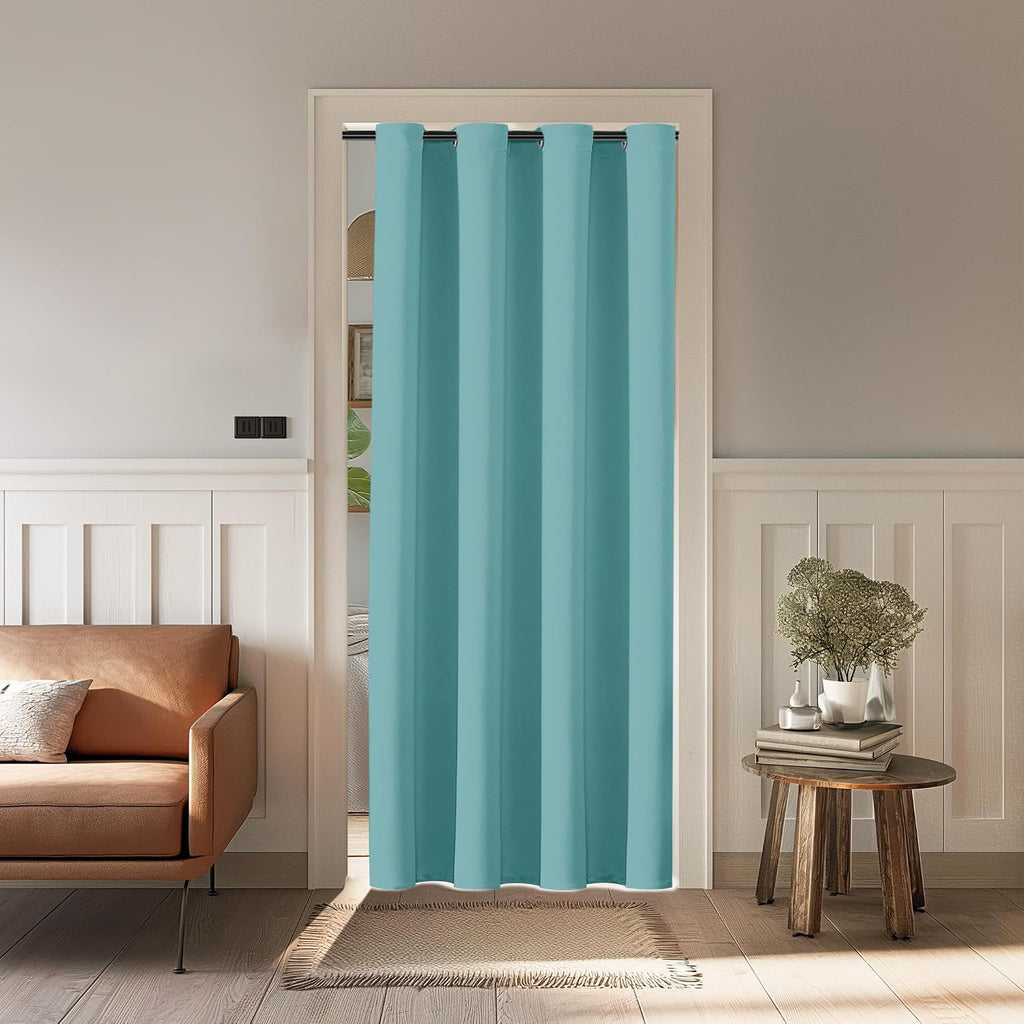 ChrisDowa Blackout Curtains 80 Inches Long for Doorways and Closets, Thermal Insulated Temporary Room Dividers (1 Panel, Aqua, 42 x 80 Inch…